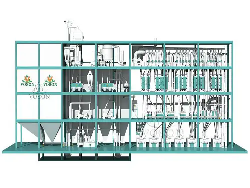 200TPD wheat flour milling plant 3D design by Voson