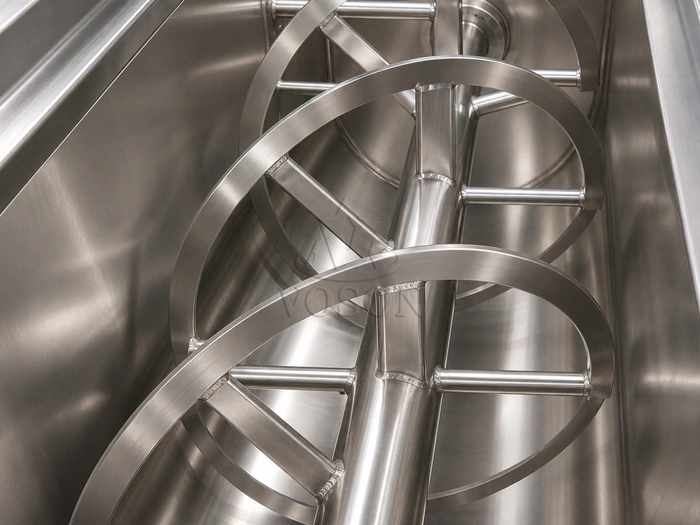 Stainless steel ribbon mixer internal shaft and helical ribbons