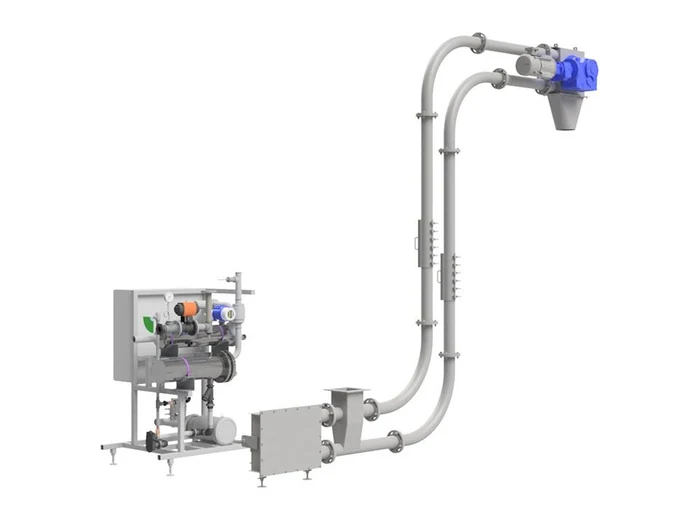 Tubular chain conveyor system with enclosed multi-direction pipe route